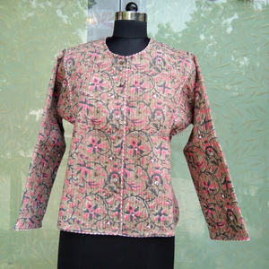 High Quality Custom Printing Fabric Jackets With Cotton Quilted Button Down Closure Nehru Design Winter Warm <b>Coat</b> <b>Women</b> Clothing - Product Image 2