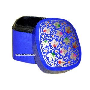 Blue Floral Square Handmade Paper Mache <b>Keepsake</b> Utility <b>Box</b> Custom Painted Jewellery Gift <b>Box</b> for <b>Wedding</b> Use - Product Image 1