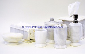 ENSEMBLE D'ACCESSOIRES DE SALLE DE BAIN EN MARBRE DÉCORATIF ZIARAT BLANC FOSSILE LUXUEUX avec PORTE-SAVON - Product Image 6