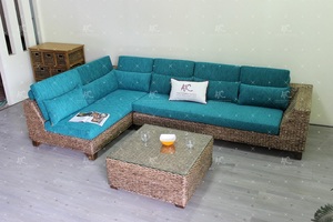 Sofá modelo elegante tejido de Material Natural, mimbre de jacinto de agua para uso en interiores - Product Image 3