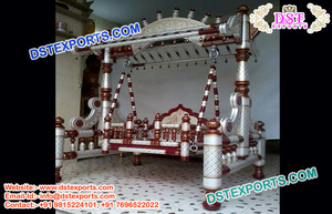 Dhndi de escenario de boda india, columpio real Sankheda, conjunto de jaula tallada de plata, último Swing - Product Image 2