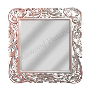 Melhor Qualidade Em Casa Decorativa MDF Madeira Handcarved Artístico Espelho Frame De Madeira Handmade Mirror Display Frame a Preço de Atacado