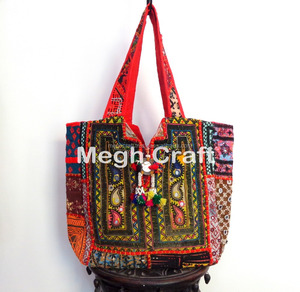 Kutchi Embroidery Women's Shoulder <b>Bag</b> Banjara Boho Jhola Design <b>Patchwork</b> Fringe Leather Handbag Girls' Designer <b>Bag</b> - Product Image 1