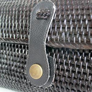 Natural Bohemian Rattan Clutch <b>Bag</b> with <b>Tassel</b> Cotton Lining Black PU Trim - Product Image 6