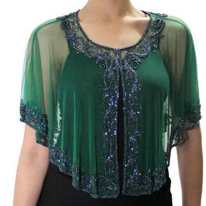 Vente chaude Style Unique Élégant Broderie À La Main Net Tissu Court Poncho Style Musulman Tenue De Soirée Taille Libre Plus La Taille Femmes - Product Image 3