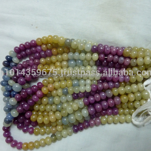 Rubis et saphir perles en vrac formes de boules rondes lisses pierres précieuses à facettes coupe de pierres précieuses multiples - Product Image 1