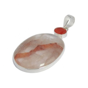 ขายดีที่สุด925สเตอร์ลิงเงินสตรอเบอร์รี่ควอตซ์หลายอัญมณีสร้อยคอทำด้วยมือจี้เครื่องประดับวินเทจที่ดีเสน่ห์ - Product Image 1