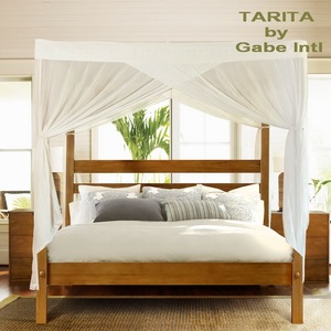 Four Poster <b>Bed</b> with Canopy Solid Teak Wood Contemporary Style - Product Image 2