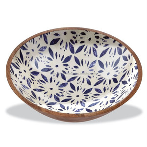 Bol en bois sculpté à l'ancienne, vaisselle à la main, 1 pièce, dédié aux racines, imprimé émaillé - Product Image 1