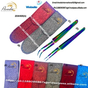 High Quality <b>Rainbow</b> Color Eyelash Extension Tweezers Stainless Steel Shinny Tweezers Pouch Packing AvedaInternational - Product Image 4