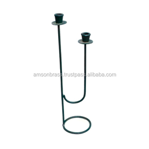 2 PORTE-BOUGEOIRS BOUGEOIR EN FER FORGÉ POUR DÉCORATION Bougeoir en métal de mariage Doré Décoratif - Product Image 1