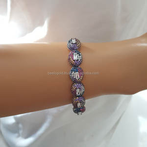 <b>Rose</b> <b>Gold</b> Micro Pave CZ Diamond Rainbow <b>Bangle</b> <b>Bracelet</b> P. 925K Sterling Silver Zircon Main Stone for Gift - Product Image 2