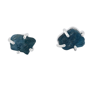 Apatite non coupée pierre précieuse brute 925 boucles d'oreilles en argent Sterling réglage de la broche boucle d'oreille romantique à la mode pour la fête de cadeau de mariage - Product Image 1