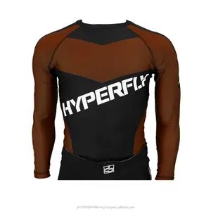 Custom impreso mens rash guard bjj, rashguard BJJ venta al por mayor niños rash guard zip Diseña tu propio rash guard