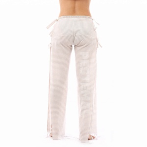 Pantalón de playa de rizo fino con Color claro para mujer, con borla y banda para la cintura ajustable, del fabricante patentado % 100 algodón - Product Image 2