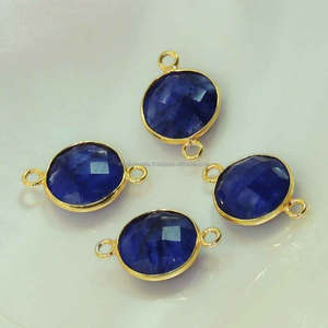 Handmade Sterling Silver Đa-Đá Quyến Rũ Vòng Đeo Tay Nối Mạ Vàng Vòng Lặp Đôi <span class=keywords><strong>Bezel</strong></span> Ruby Sapphire Đá Quý Phát Hiện - Product Image 3