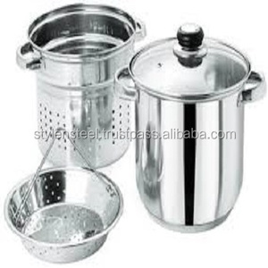 หม้อนึ่งอาหารพร้อมฝาแก้วชุดเครื่องครัวทำจากสเตนเลสไม่ติดกระทะ - Product Image 2