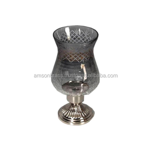 เชิงเทียนโคมไฟแก้วสีทองและสีดำ - Product Image 3