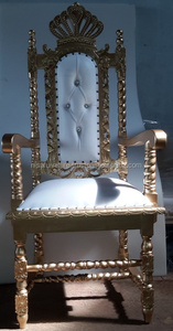 เก้าอี้ราชวงศ์ฝรั่งเศสโบราณที่ทันสมัยทำจากไม้มะฮอกกานีหนังสังเคราะห์ประดับด้วยโฟมประดับในห้องรับแขกงานแต่งงานเฟอร์นิเจอร์อินโดนีเซีย - Product Image 3