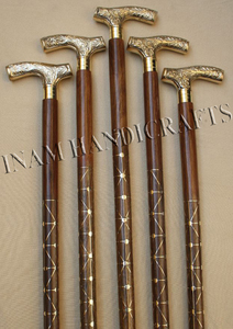 Bastones para caminar de madera antigua con mango de latón, bastones para caminar de madera con mango de latón - Product Image 4