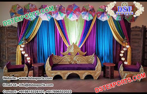 Ensemble de canapés de mariage arabes, meubles de mariage, chaises en mandala, décorations de scène, en diamant - Product Image 3