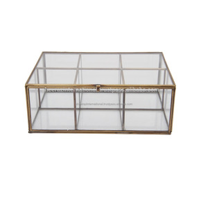 Bridesmaid Proposal Gift Custom Keepsake Gold Ring Bearer Boxes Photo Storage glass box with metal frame