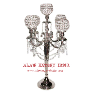 Nouveauté Luxe Vente Chaude Grand Bougeoir en Aluminium et Cristal à 5 Bras Centre de Table pour Mariage Candélabre pour Mariage - Product Image 3