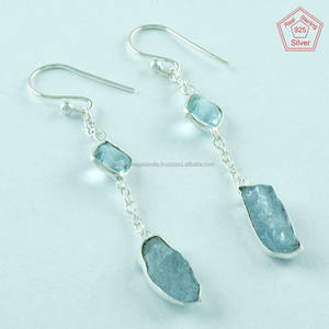 Pendientes de Plata de Ley 925 con Topacio Azul y Tanzanita, Joyería India Unisex de Calidad Extrema - Product Image 1