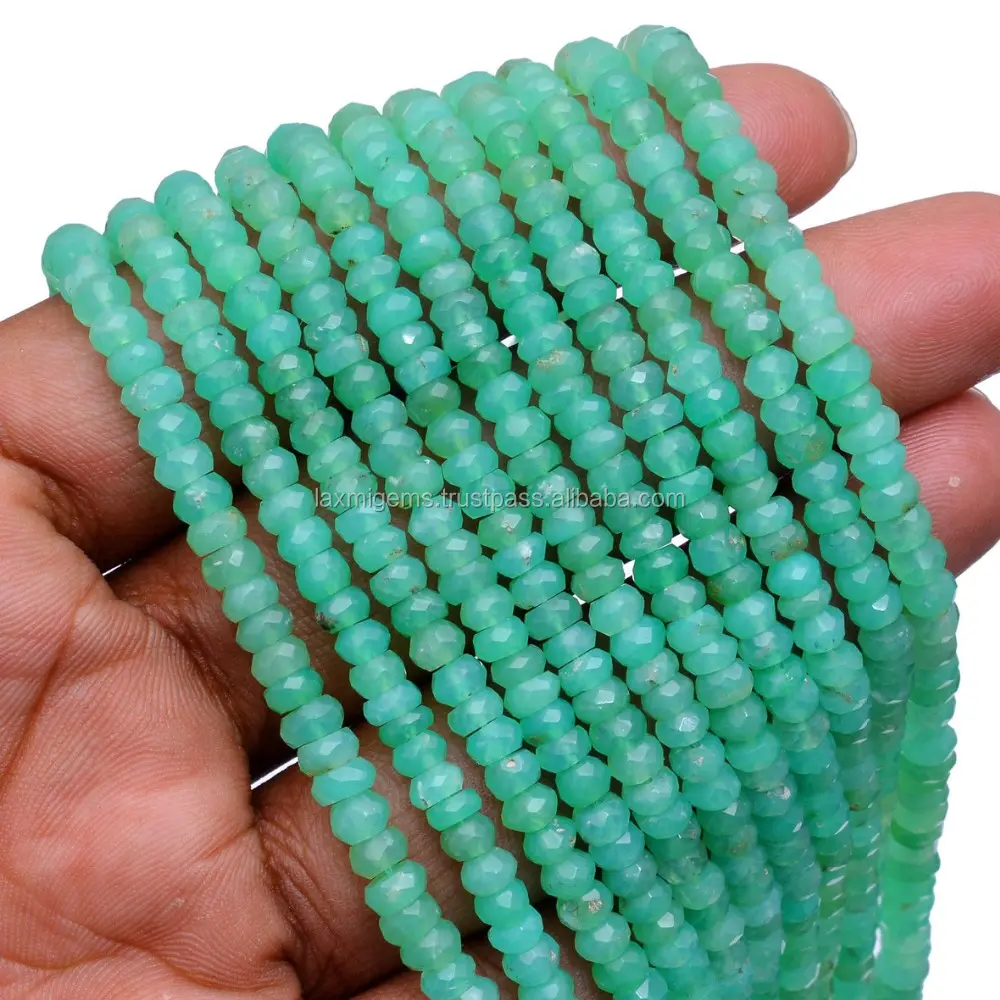 Natural Chrysoprase Faceted Round Loose Gemstone Beads Strand
