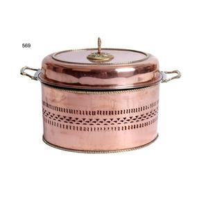 จานอุ่นอาหารทำจากทองแดงทรงกลมสำหรับจัดเลี้ยงในห้องครัวโรงแรมแบบโบราณสำหรับอุ่นอาหารจานร้อนจัดเลี้ยงในงานแต่งงาน - Product Image 1