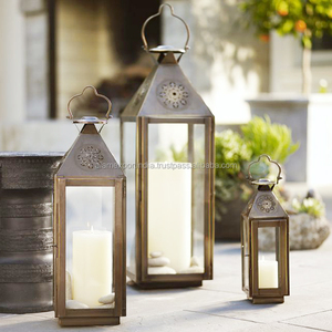 Elegant Metal <b>Glass</b> Decorative <b>Lantern</b> Amazing Design for Garden Balcony Christmas Decor Includes Standard Quality Candle Holder - Product Image 1
