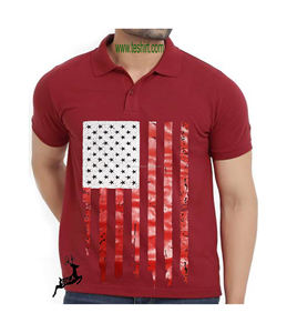 Wholesale OEM Polo Tshirt Custom Design Pique Polo T-shirt Us Flag Printed Mens Premium Polo Collar T-shirt Online Shopping - Product Image 1
