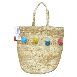 Jute White Cotton Rope <b>Storage</b> <b>Basket</b> With Handle Handwoven Braided Jute Laundry <b>Basket</b> - Product Image 6