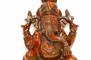 Achetez une figurine de Ganesha en unakite sculptée à la main par des artistes indiens, en pierre précieuse naturelle, gravée, religieuse, tendance, objet de collection - Product Image 5