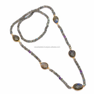 Labradorite gemstone 925 <b>Sterling</b> <b>Silver</b> <b>Necklace</b> Bead Making With Pear Cut Gemstone <b>Necklace</b> For Wedding Gift Party For <b>Women</b> - Product Image 1