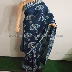 Hermoso bloque de mano impreso Saree indio para mujer - Product Image 1