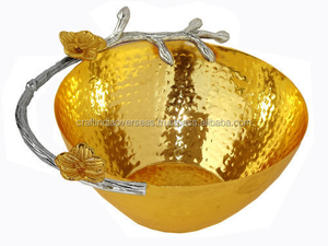 Vente chaude meilleure qualité bol de fruits en laiton gaufré Design fantaisie plats de service et centres de table sculptés à la main pour les fêtes - Product Image 6