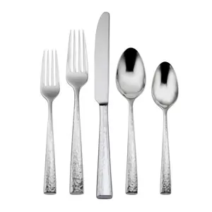 Contemporary Design Stainless Steel Cutlery Set of 5 pcs. Hand Forged And Mirror Polished by Axiom Home Accents