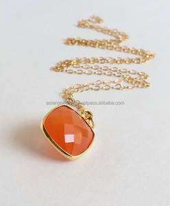 925 sterling silver Carnelian Gemstone Pendant <b>Necklace</b> gold <b>vermeil</b> - Product Image 1