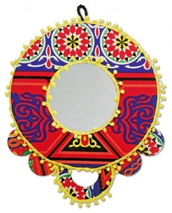 AA98 Cadre de miroir de décoration murale en tissu rond égyptien pour les décorations de fête du Ramadan - Product Image 1