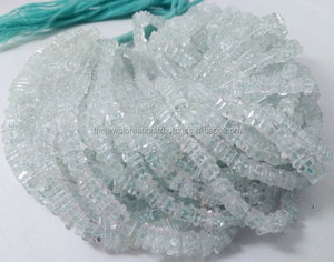 Hilo de cuentas de piedras preciosas cuadradas Heishi lisas de Aguamarina azul Natural de 4mm y 5mm del fabricante en línea a precio al por mayor Alibaba - Product Image 2