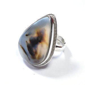 Bague en argent pur d'agate du botswana, bijoux en pierre précieuse, haute qualité - Product Image 1