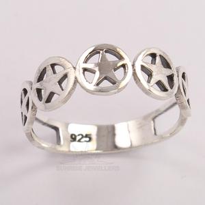 Luxe Design traditionnel 925 argent Sterling massif belle bague plaine pas de pierre étoile concepteur cadeau de mariage bijoux fins - Product Image 2