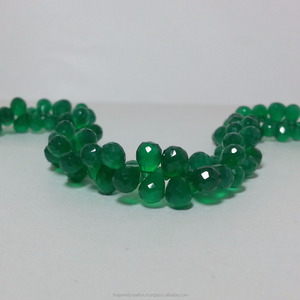 Perles de pierres précieuses en onyx vert naturel facetté en forme de larme de 5 mm 6 mm, brin de perles, prix du grossiste, vente en ligne, liquidation - Product Image 1