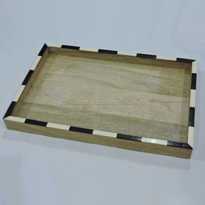 Bandejas de acero y madera perlada y epoxi de alta calidad con mango de metal Nuevo diseño para restaurante de hotel en casa-Vajilla usada - Product Image 3