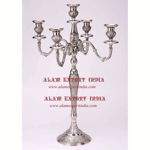 Candelabro Moderno de Aluminio Plateado de Cinco Brazos, Nuevo Lanzamiento, Hecho a Mano, Color y Tamaño Personalizables, Directo de Fábrica - Product Image 2