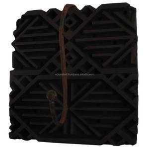 Handmade Decorative Brown Wooden Printing Block Decorative <b>Hooks</b> Wall Reusable Utility Hat Bags Clothes Heavy Duty - Product Image 1