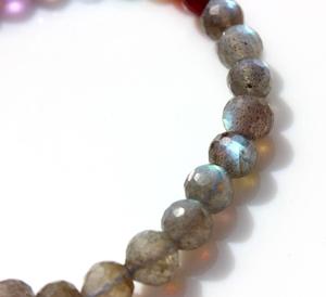 Pulsera Elástica de Cuentas Facetadas de Labradorita de 7 Chakras, Estilo Bohemio Premium de 7mm, Personalización Natural Disponible, Terceros - Product Image 3