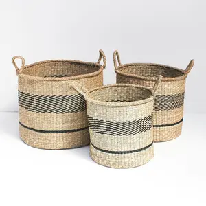 Wholesale Sustainable Bamboo Storage <b>Basket</b> Collapsible and Natural for Daily Food Storage Water <b>Hyacinth</b> Accent - Product Image 1