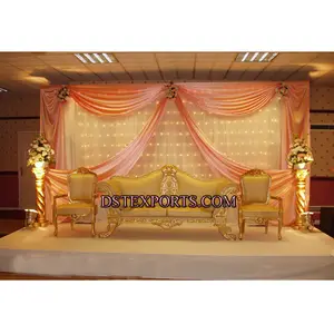 最新亚洲婚礼Gold Love沙发印度教婚礼沙发婚礼双人沙发